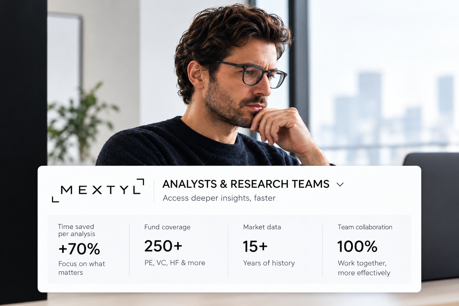 Mextyl for analysts and research teams: time saved per analysis, fund coverage, market data and team collaboration