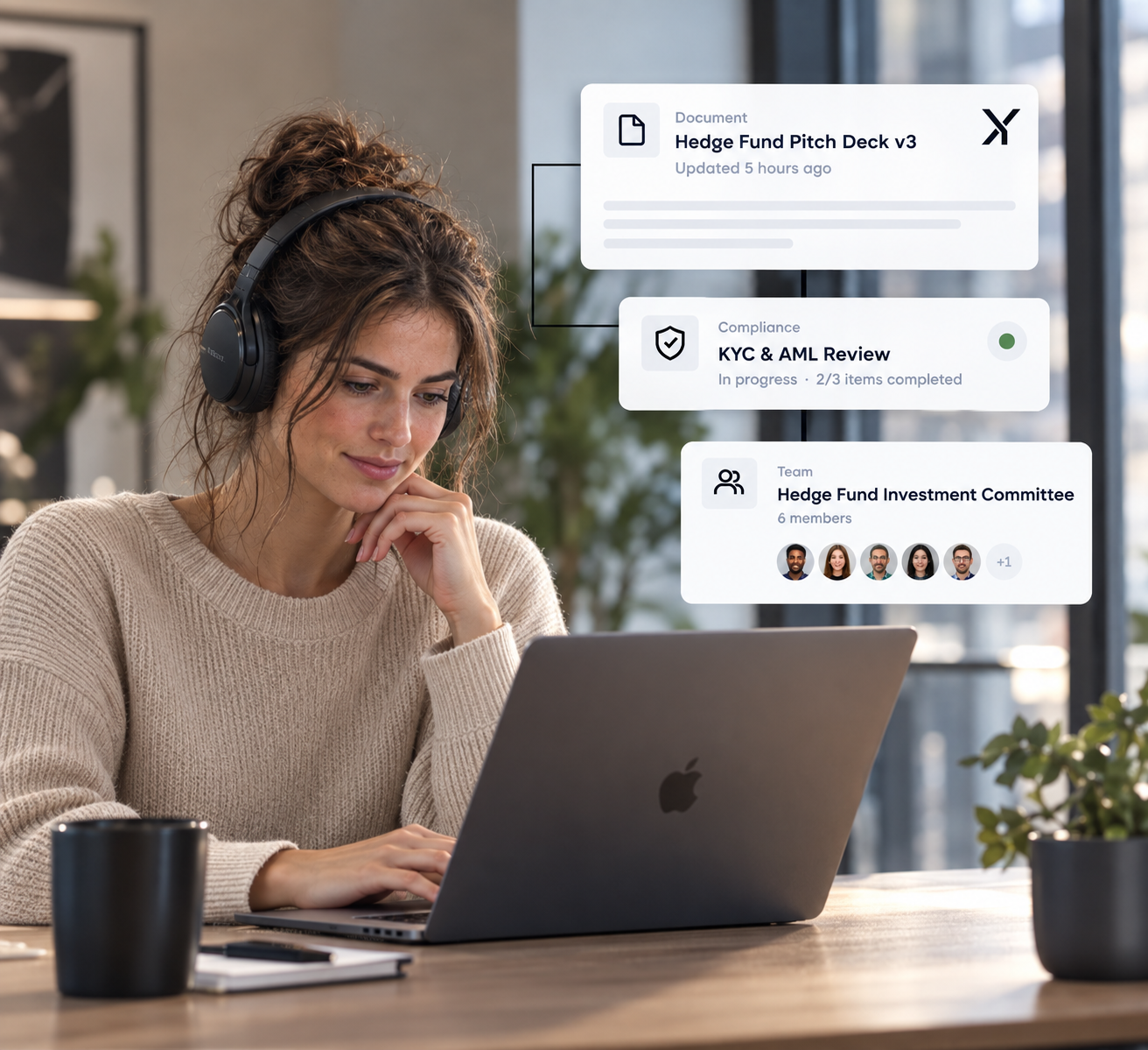 Analyst reviewing a hedge fund pitch deck, KYC and AML review, and investment committee in Mextyl